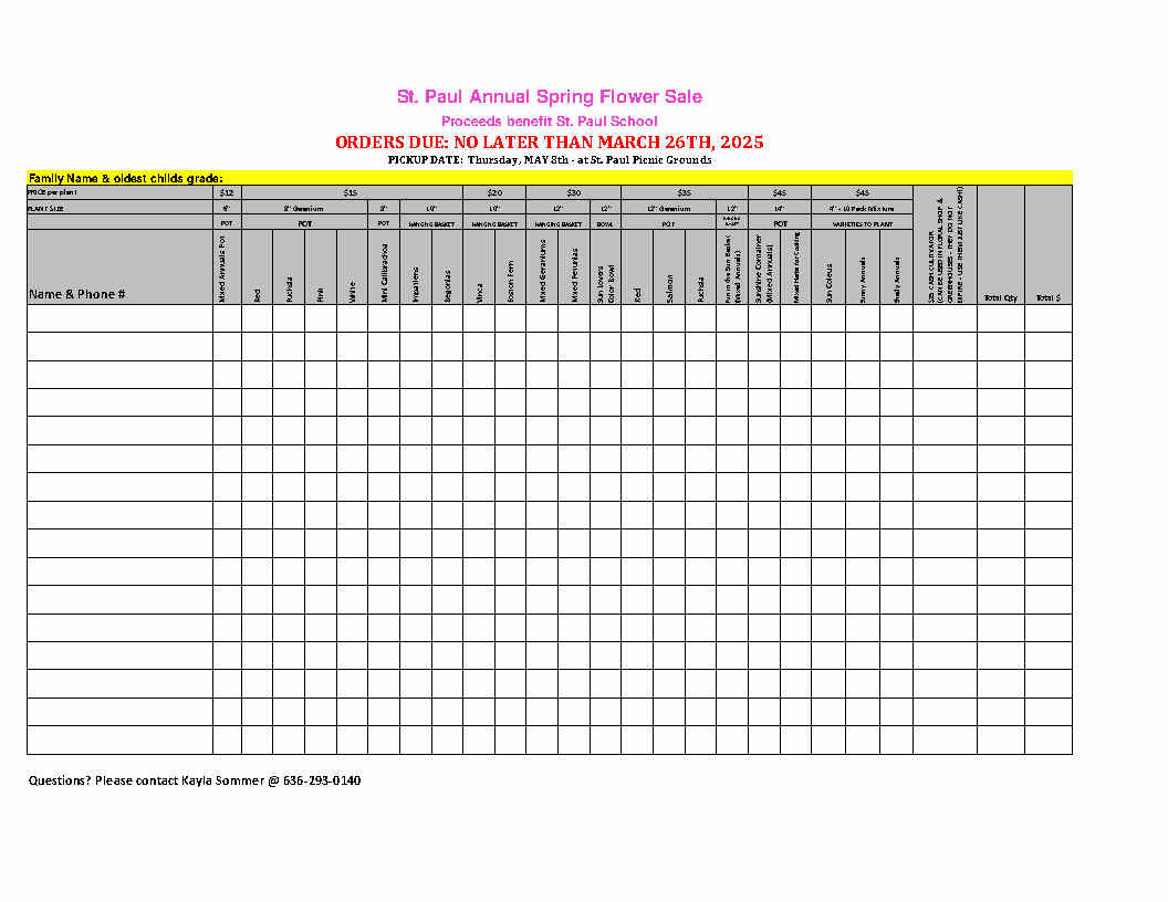 2025 Plant Sale Order Form 1