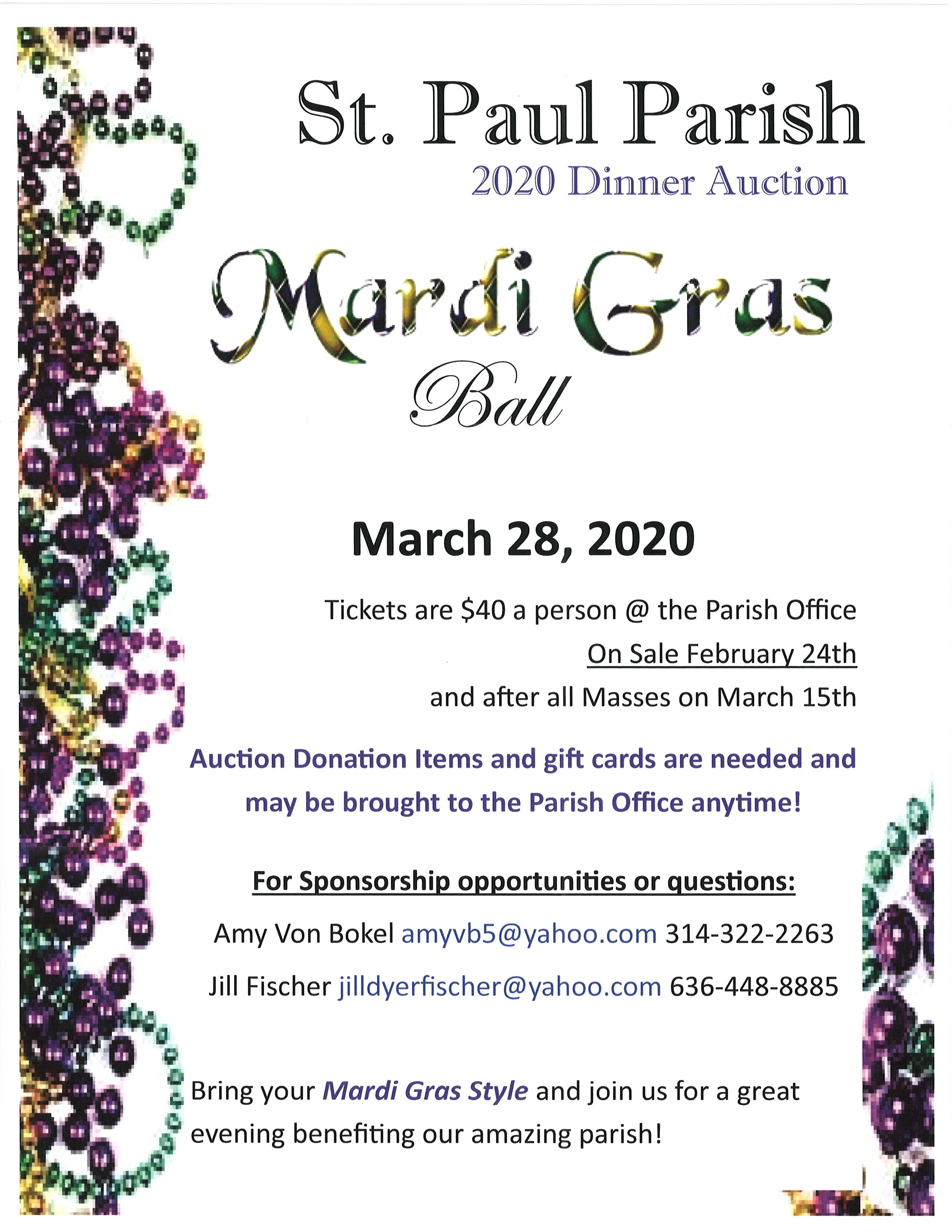 Dinner Auction St. Paul Catholic Church