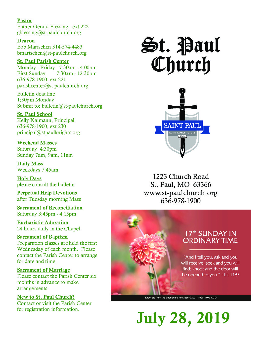 Bulletins | St. Paul Catholic Church